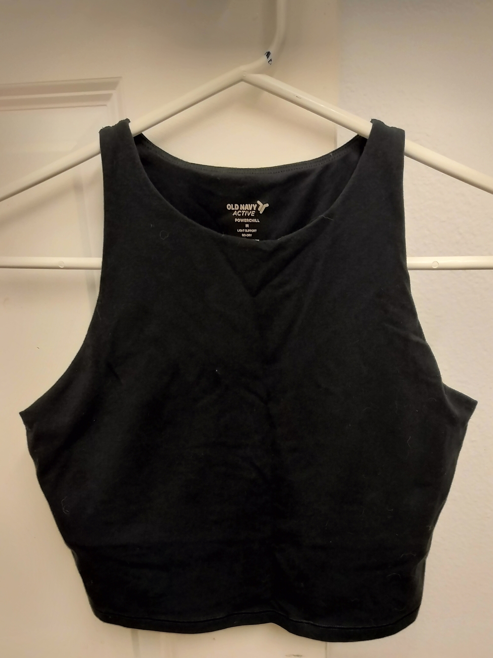 Old Navy Black Powerchill Light Support Longline Sports Bra/Crop Top- Size M